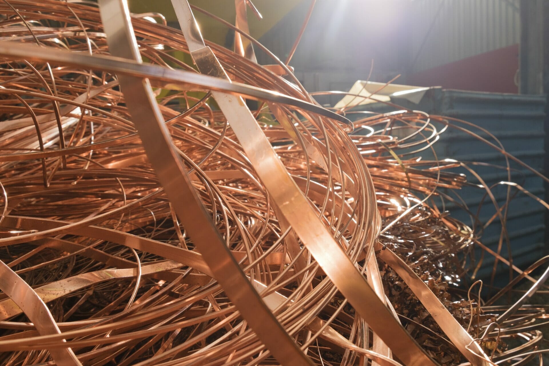 Copper in a scrap metal recycling plant